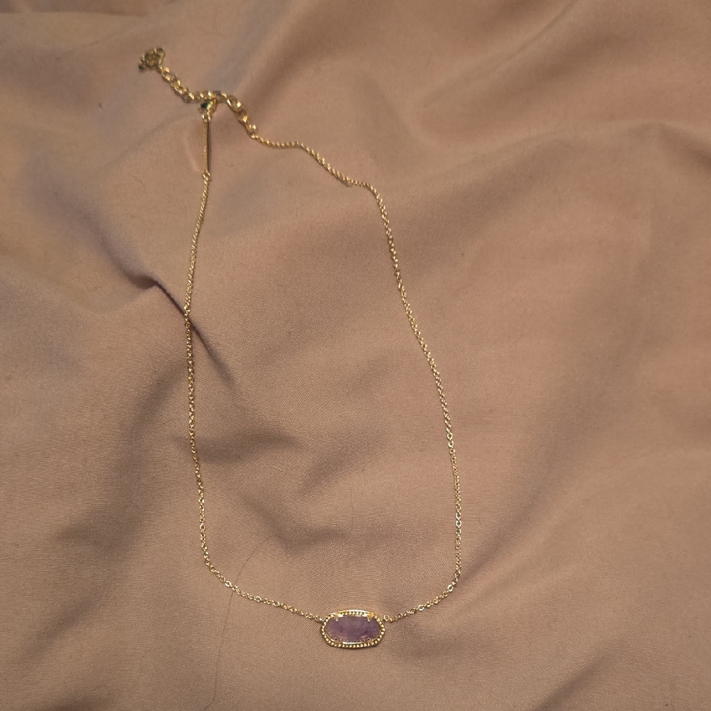 Kendra Scott Gold Chain Necklace with Purple Gemstone